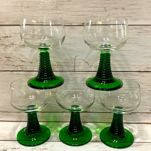 Other - French Green Spiral Stemmed Alsace Glasses